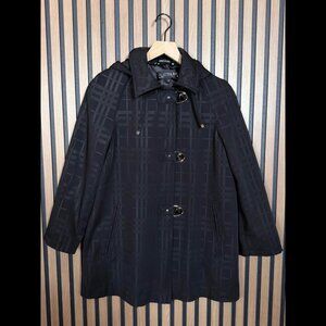 Vintage Platinum Utex Coat Petite Small Black Tonal Check Print Button Front